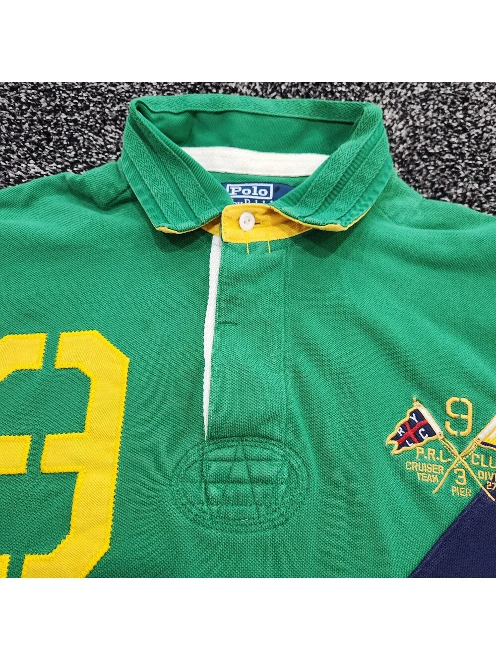 Vintage Polo Ralph Lauren Shirt Mens L Colorblock Cruiser Team 9 Rugby PRL Club